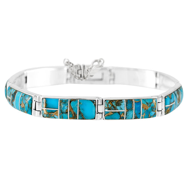 Matrix Turquoise Link Bracelet Sterling Silver B5518-C84