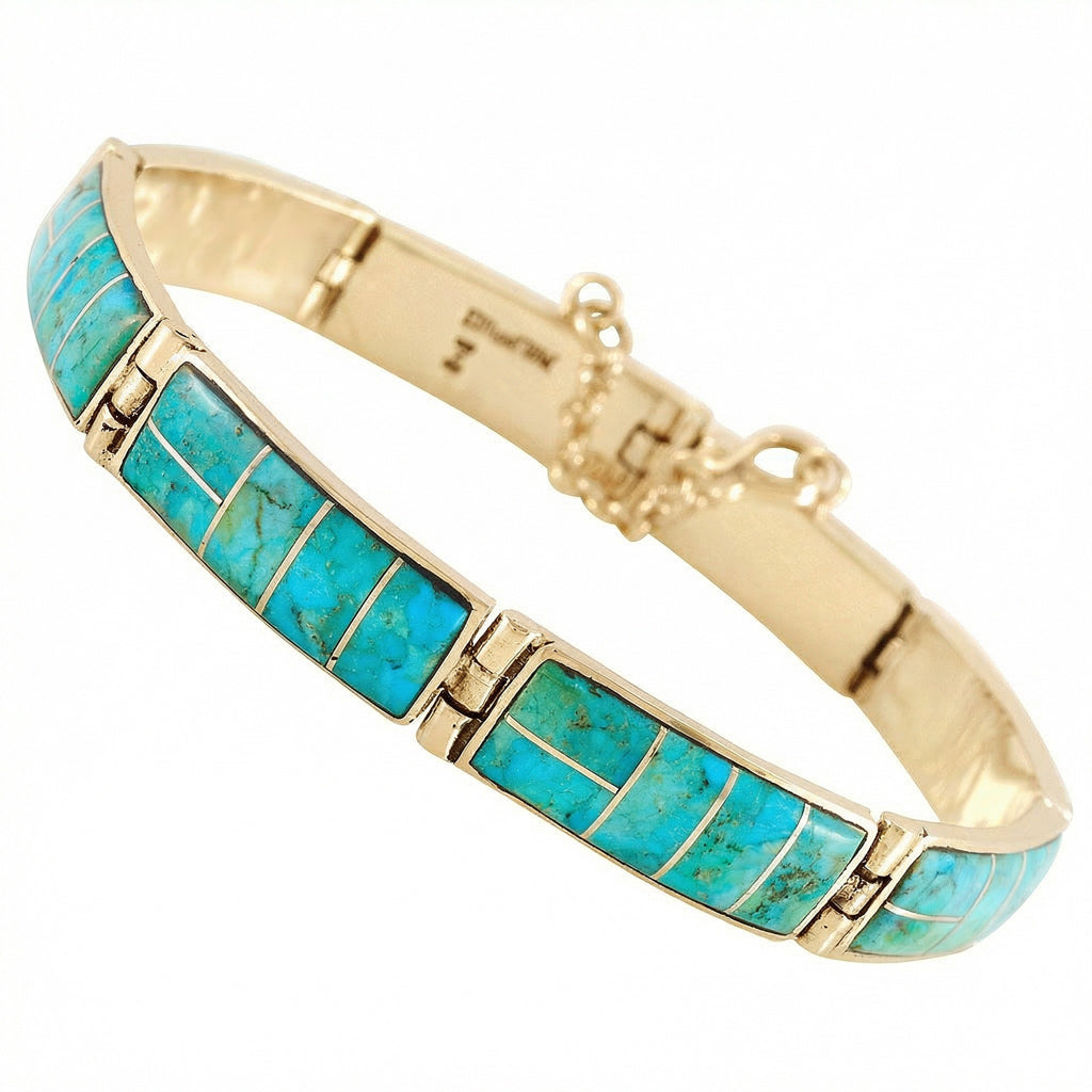 Turquoise Link Bracelet GoldCopper™© B5518-GB-C05