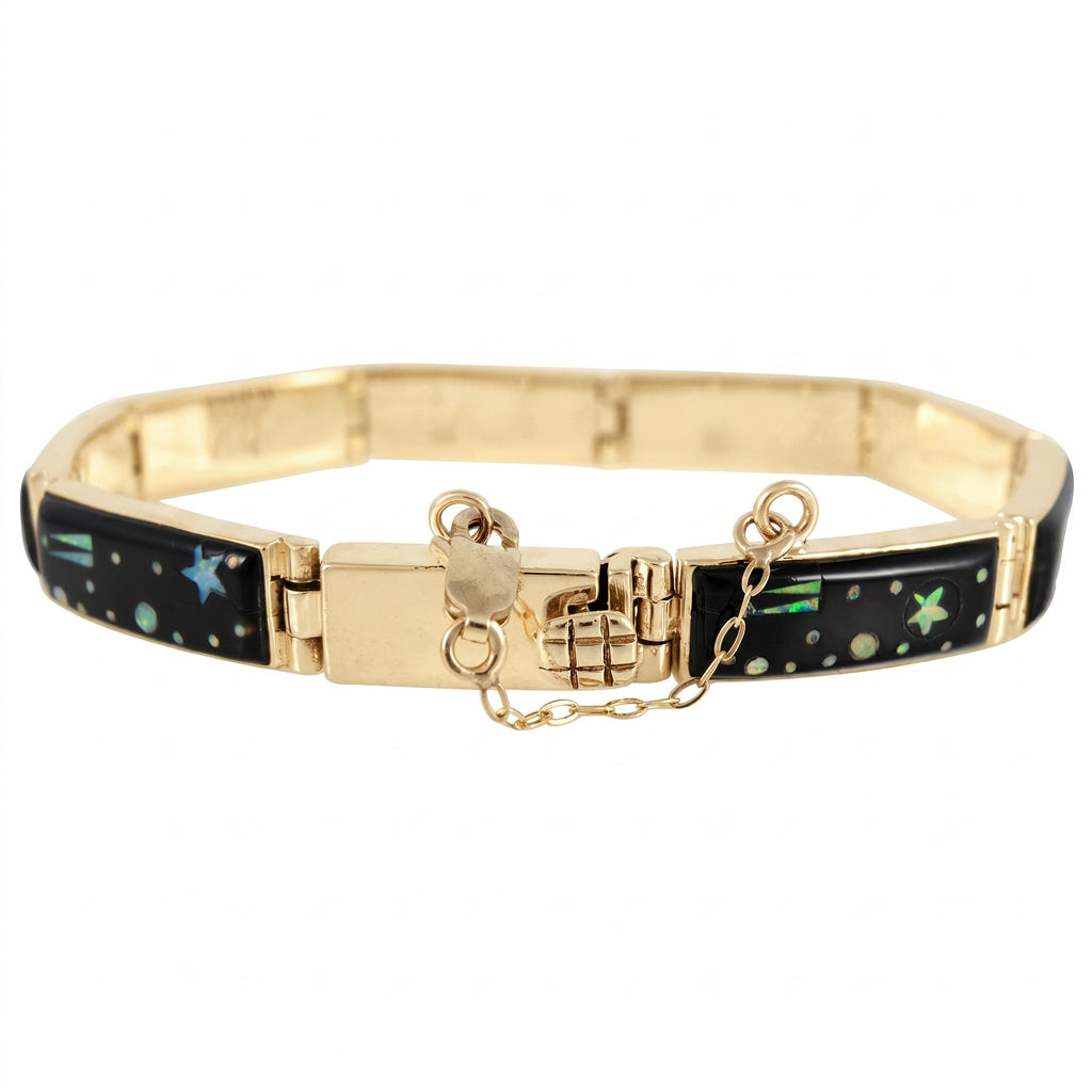 Black & Opal Shooting Stars Link Bracelet GoldCopper™© B5518-GB-C27