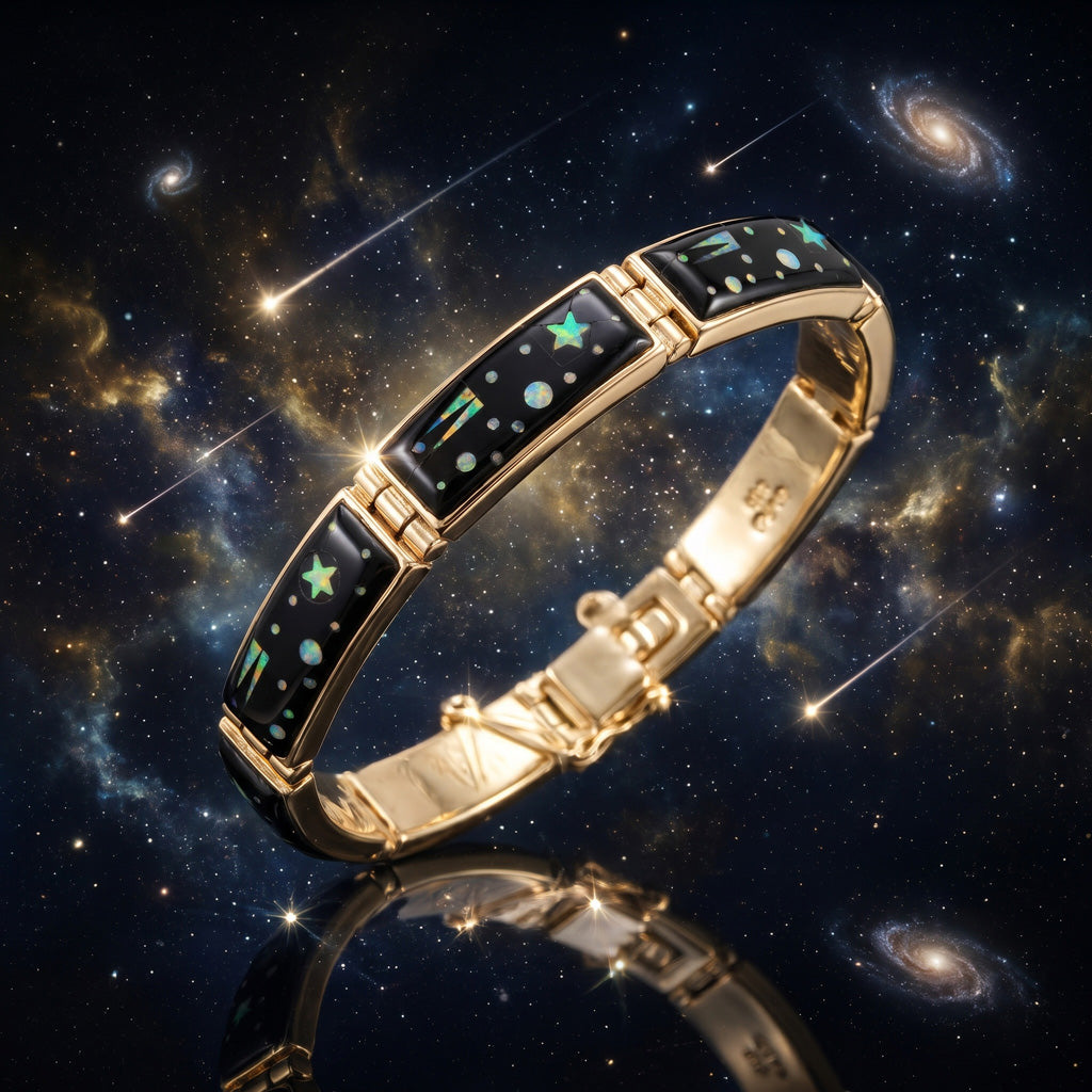 Black & Opal Shooting Stars Link Bracelet GoldCopper™ B5518-GB-C27