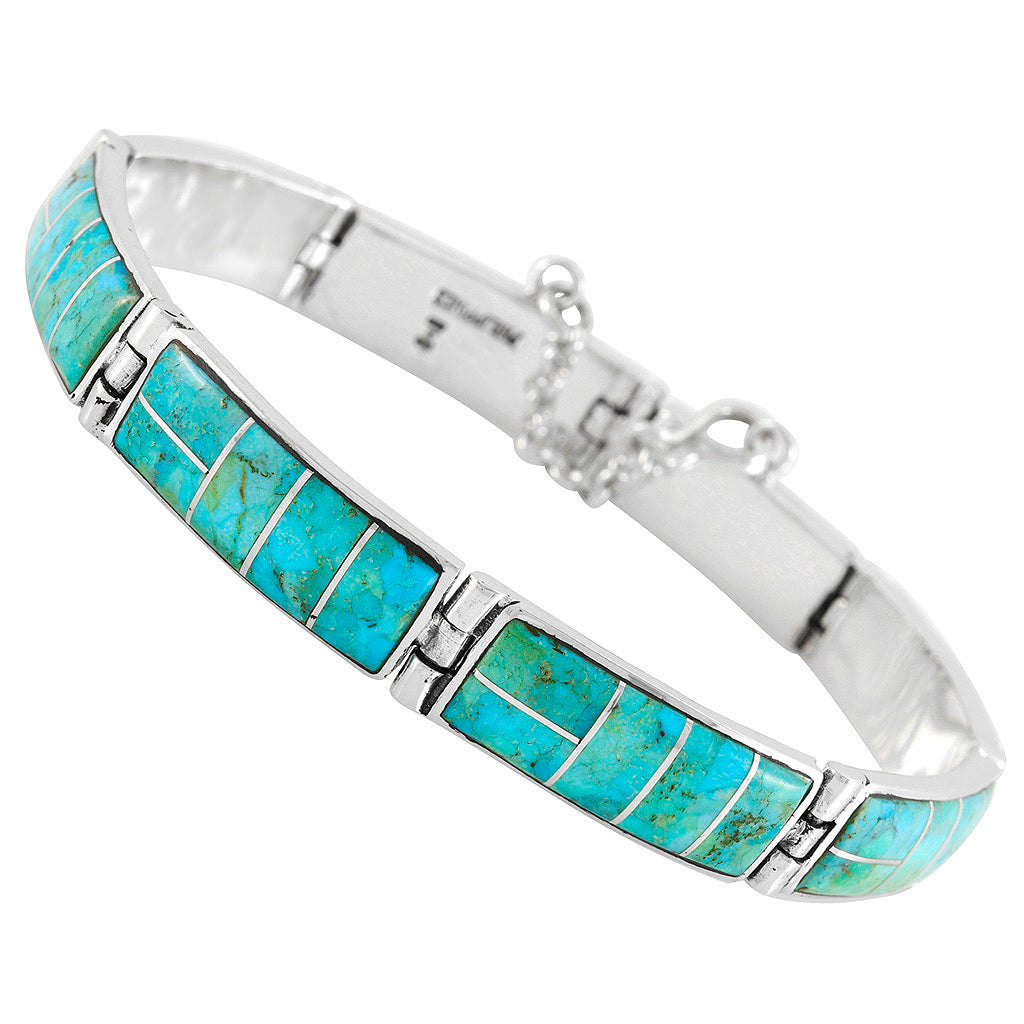 Turquoise Link Bracelet SilverBronzé B5518-SB-C05