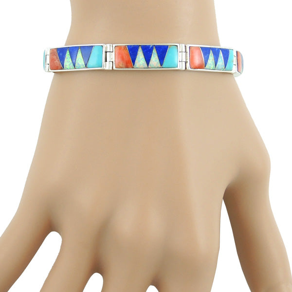 Multicolor Link Bracelet Sterling Silver B5518-C00