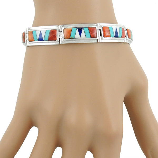 Multicolor Link Bracelet Sterling Silver B5520-C00