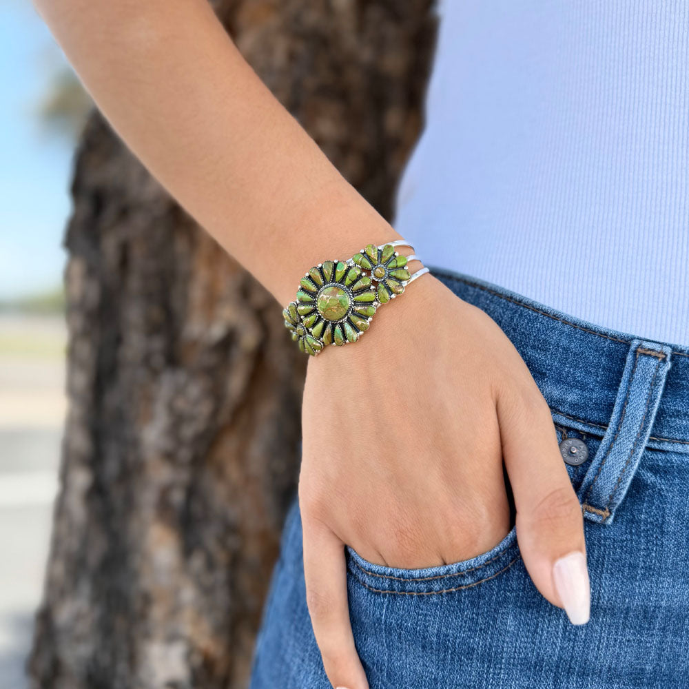 Green Turquoise Bracelet Sterling Silver B5523-C76