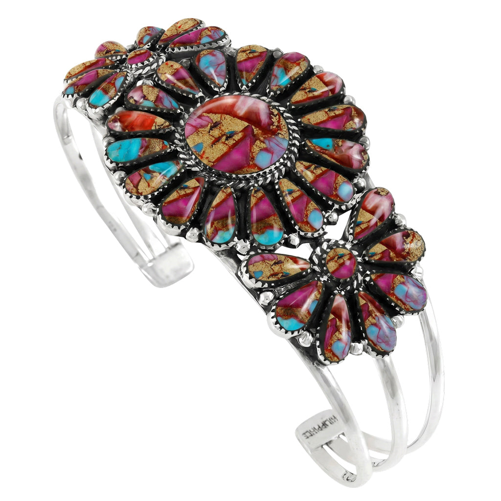 Rainbow Spiny Turquoise Bracelet Sterling Silver B5523-C91