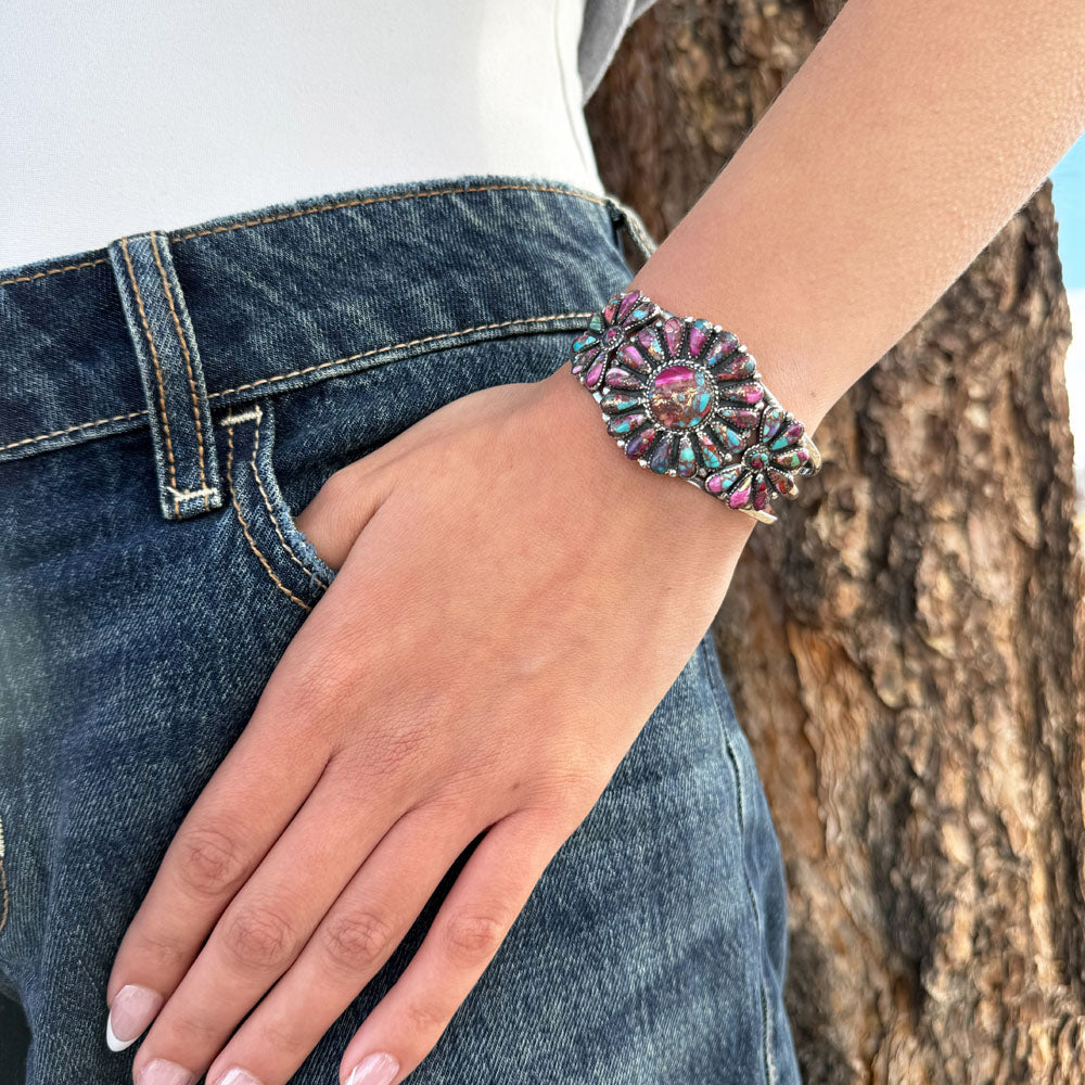 Rainbow Spiny Turquoise Bracelet Sterling Silver B5523-C91