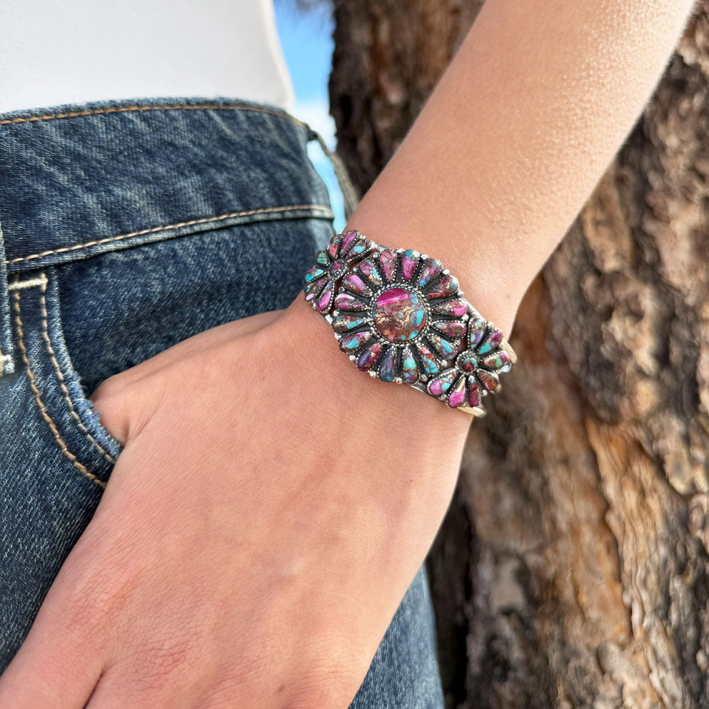 Rainbow Spiny Turquoise Bracelet Sterling Silver B5523-C91