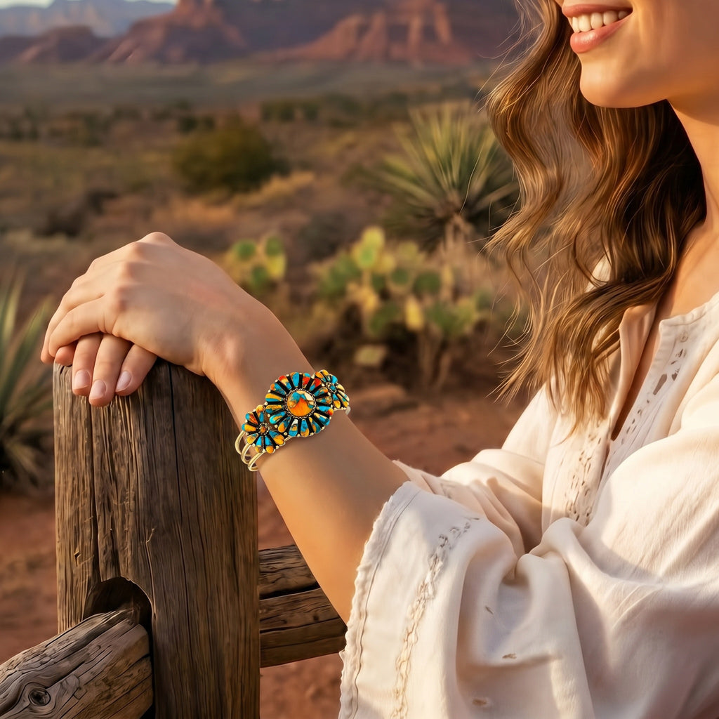 Spiny Turquoise Bracelet GoldCopper B5523-GB-C89