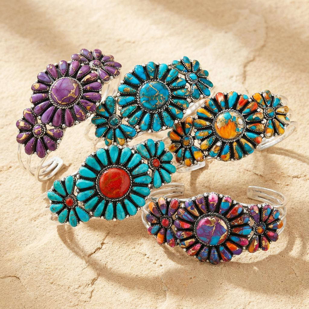 Rainbow Spiny Turquoise Bracelet Sterling Silver B5523-C91