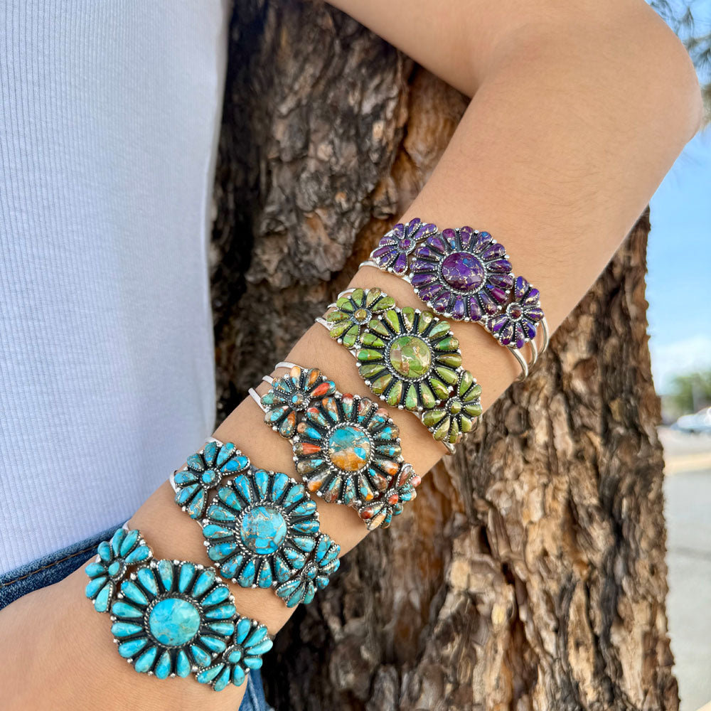 Rainbow Spiny Turquoise Bracelet Sterling Silver B5523-C91