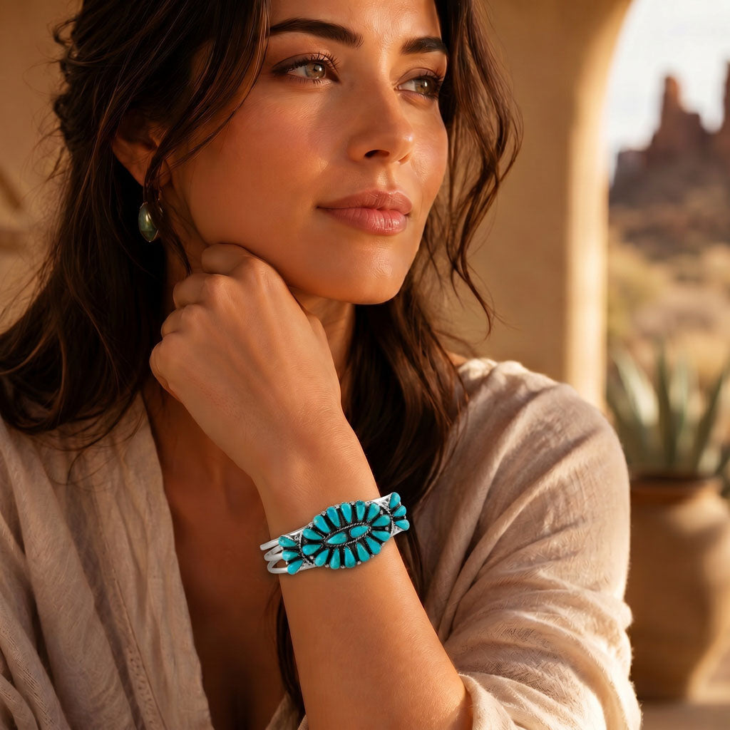 Turquoise Bracelet Sterling Silver B5524-C75