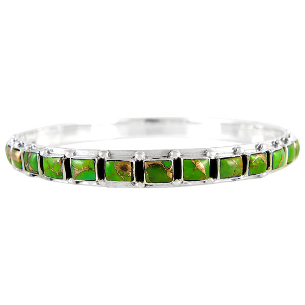 Green Turquoise Bangle Bracelet Sterling Silver B5529A-C76
