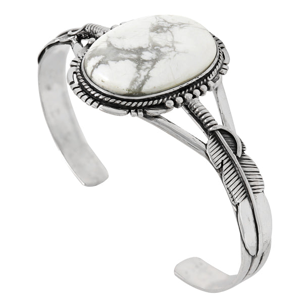 Howlite Feather Bracelet Sterling Silver B5550-C103