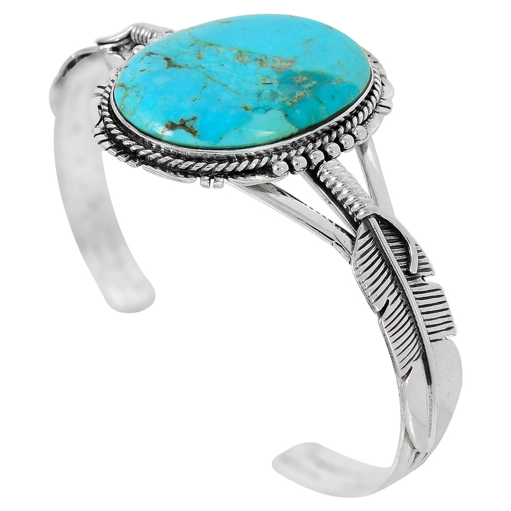 Sterling Silver Feather Bracelet Turquoise B5550-C75