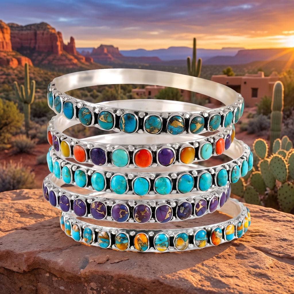 Matrix Turquoise Bangle Bracelet Sterling Silver B5551B-C84