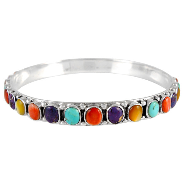 Multicolor Bangle Bracelet Sterling Silver B5551B-C71