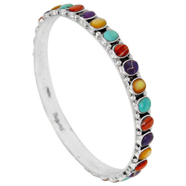 Multicolor Bangle Bracelet Sterling Silver B5551B-C71