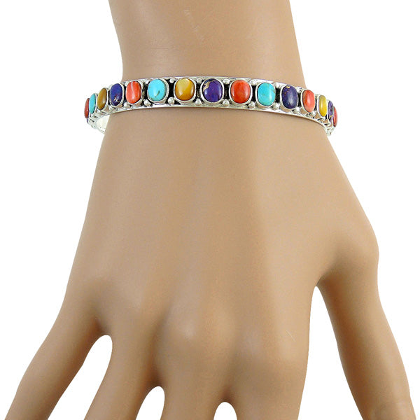 Multicolor Bangle Bracelet Sterling Silver B5551B-C71