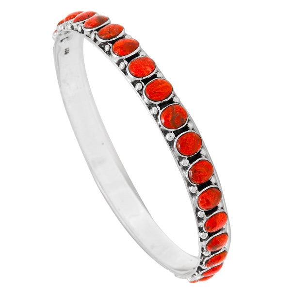 Coral Bangle Bracelet Sterling Silver B5551B-C74