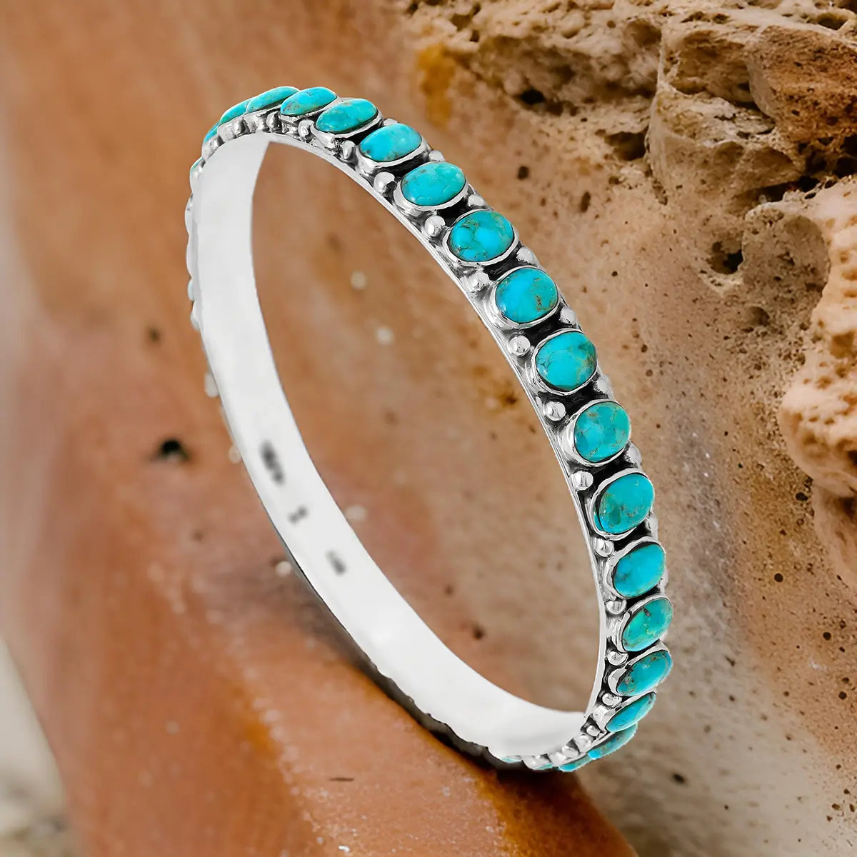 Turquoise Bangle Bracelet Sterling Silver B5551B-C75