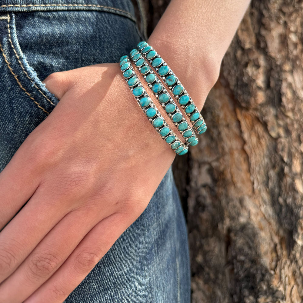 Turquoise Bangle Bracelet Sterling Silver B5551B-C75