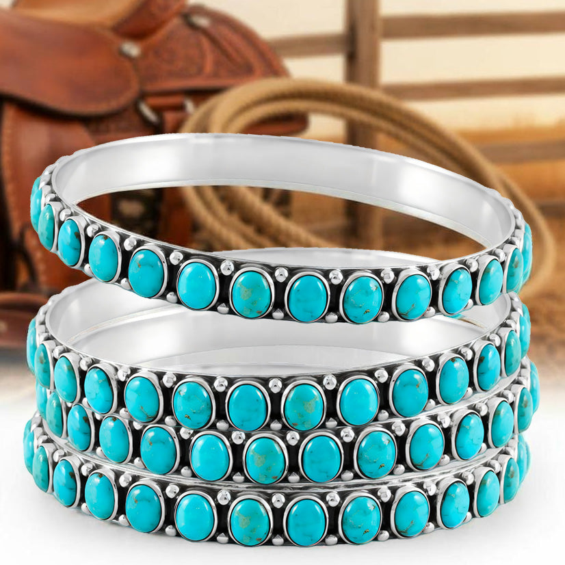 Turquoise Bangle Bracelet Sterling Silver B5551B-C75