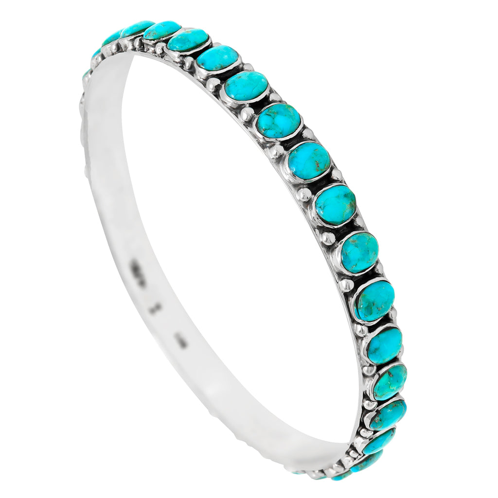 Turquoise Bangle Bracelet Sterling Silver B5551B-C75