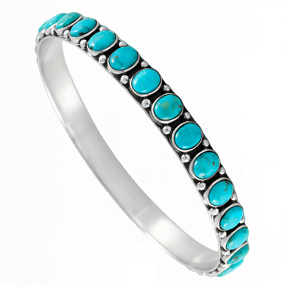 Turquoise Bangle Bracelet Sterling Silver B5551B-C75