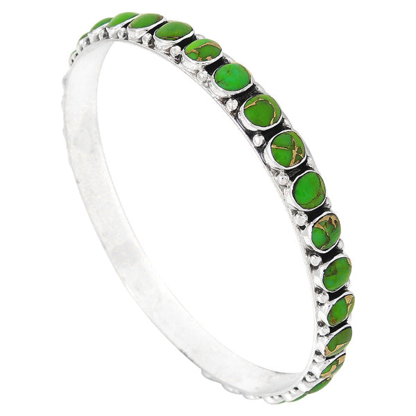 Green Turquoise Bangle Bracelet Sterling Silver B5551B-C76