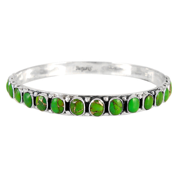 Green Turquoise Bangle Bracelet Sterling Silver B5551B-C76
