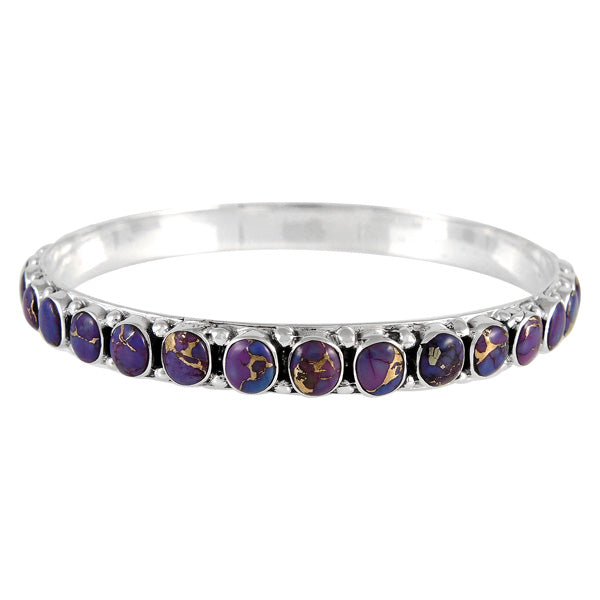 Purple Turquoise Bangle Bracelet Sterling Silver B5551B-C77