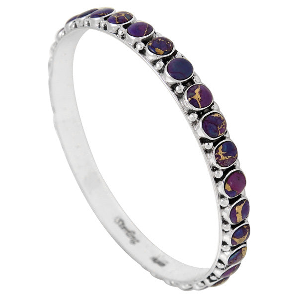 Purple Turquoise Bangle Bracelet Sterling Silver B5551B-C77