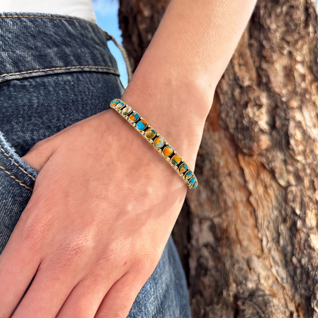 Spiny Turquoise Bracelet GoldCopper B5551-GB-C89