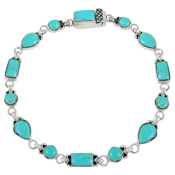 Turquoise Link Bracelet Sterling Silver B5553-C75