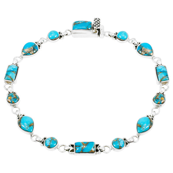 Matrix Turquoise Link Bracelet Sterling Silver B5553-C84