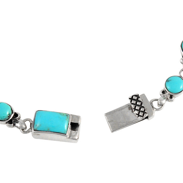 Turquoise Link Bracelet Sterling Silver B5553-C75