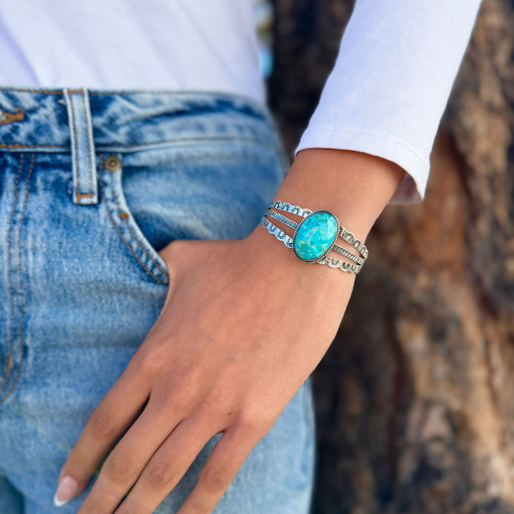 Turquoise Bracelet Sterling Silver B5554-C75