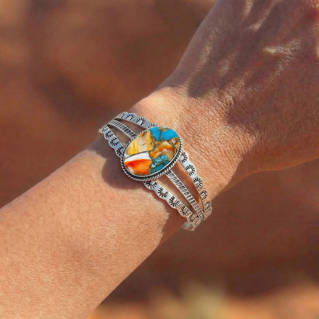 Spiny Turquoise Bracelet Sterling Silver B5554-C89