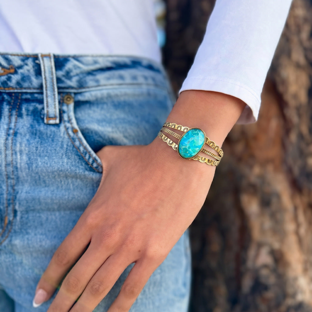 Turquoise Bracelet GoldCopper B5554-GB-C75
