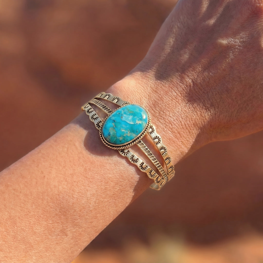 Turquoise Bracelet GoldCopper B5554-GB-C75