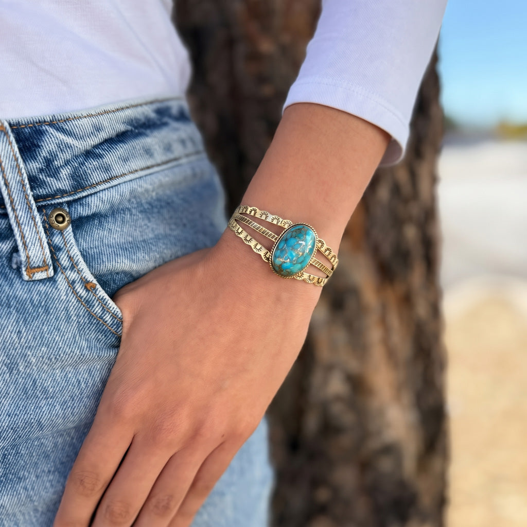 Matrix Turquoise Bracelet GoldCopper B5554-GB-C84