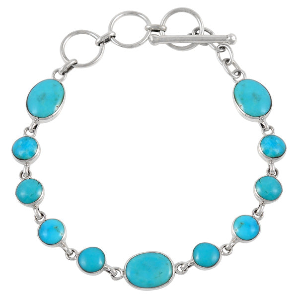 Turquoise Link Bracelet Sterling Silver B5558-C75