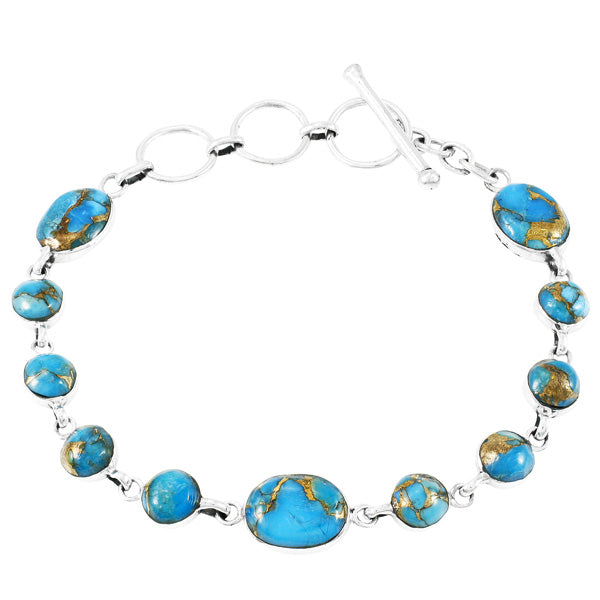 Marix Turquoise Link Bracelet Sterling Silver B5558-C84