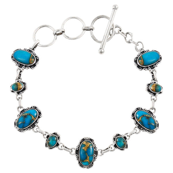 Matrix Turquoise Link Bracelet Sterling Silver B5560-C84