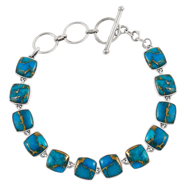 Matrix Turquoise Link Bracelet Sterling Silver B5561-C84