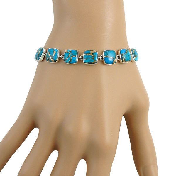 Matrix Turquoise Link Bracelet Sterling Silver B5561-C84