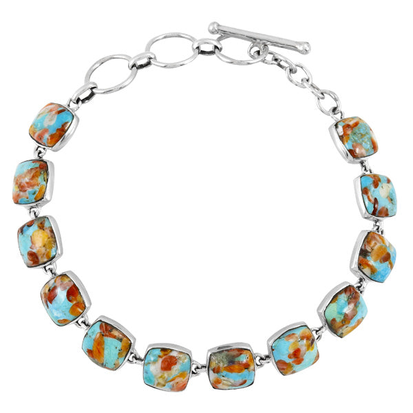 Sprinkles Spiny Turquoise Link Bracelet Sterling Silver B5561-C93