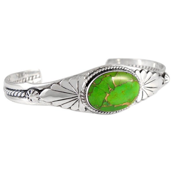 Green Turquoise Bracelet Sterling Silver B5563-C76