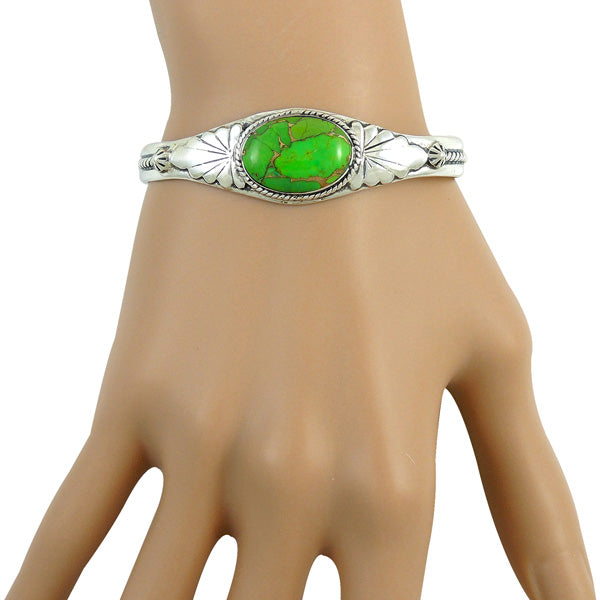 Green Turquoise Bracelet Sterling Silver B5563-C76