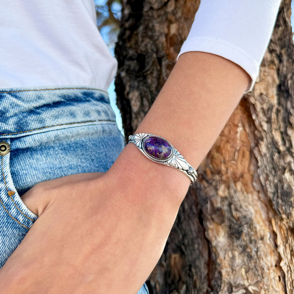 Purple Turquoise Bracelet Sterling Silver B5563-C77